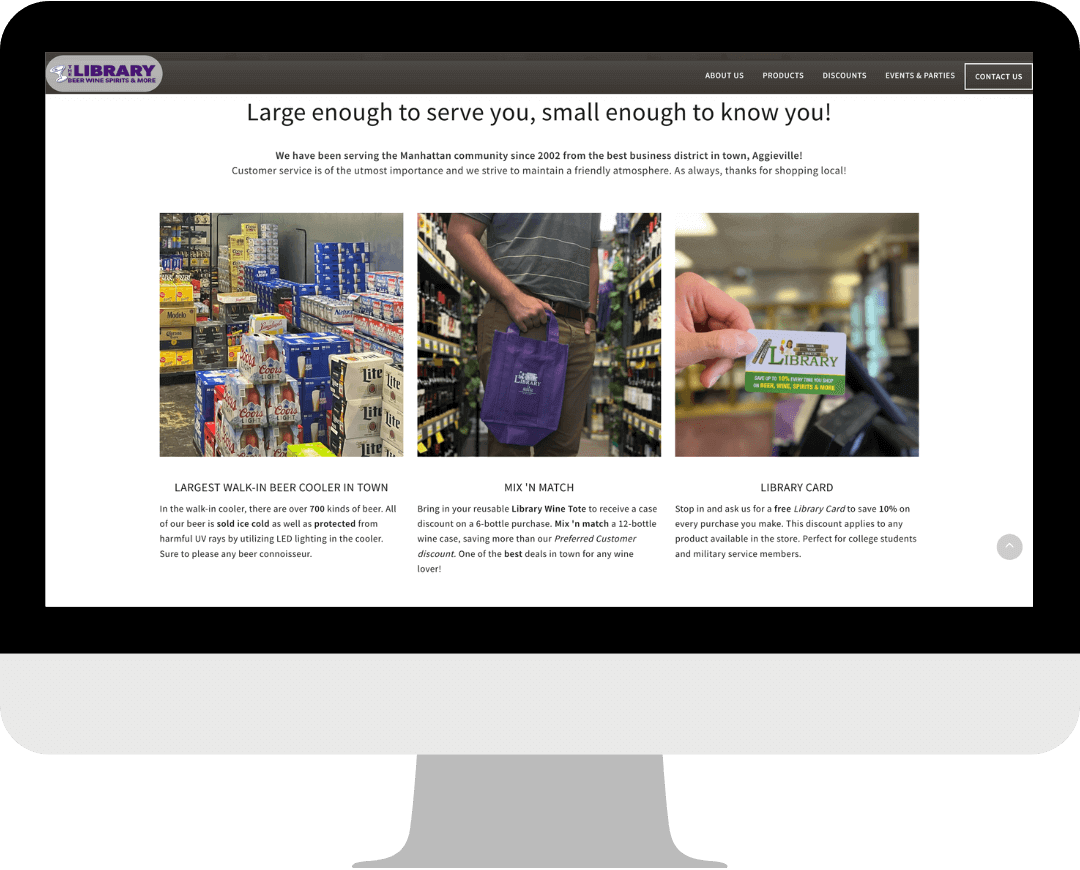 Preview of Library Liquor's website 